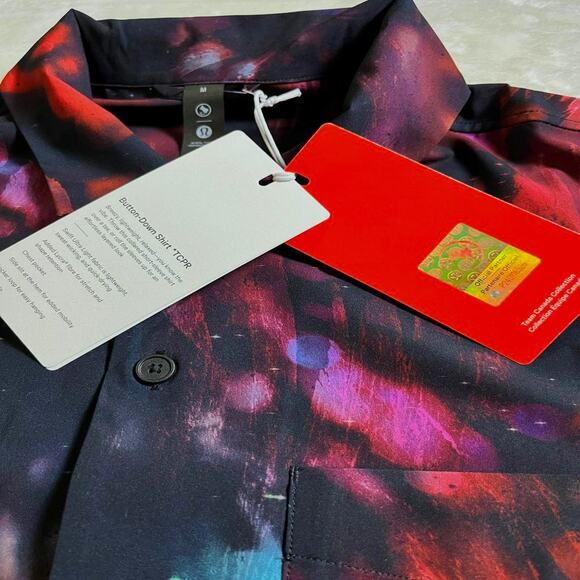 Lululemon Team Canada Button Up Shirt Men's M Black Ethereal Orbs Space Dust Oui - Picture 4 of 10